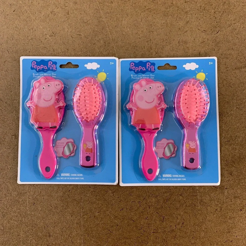 Lot of 2 Townley Peppa Pig Pink Brush & Mirror Set NWT